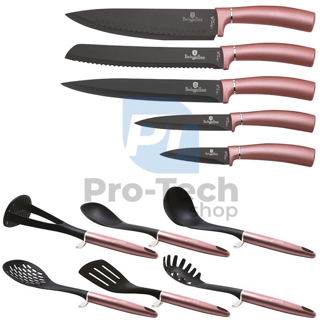 Набір кухонних ножів з нержавіючої сталі з 12 шт. PINK- SILVER 19971