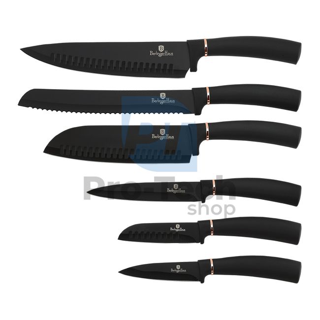 Набір кухонних ножів з нержавіючої сталі з 6 шт. BLACK- ROSE GOLD 19702