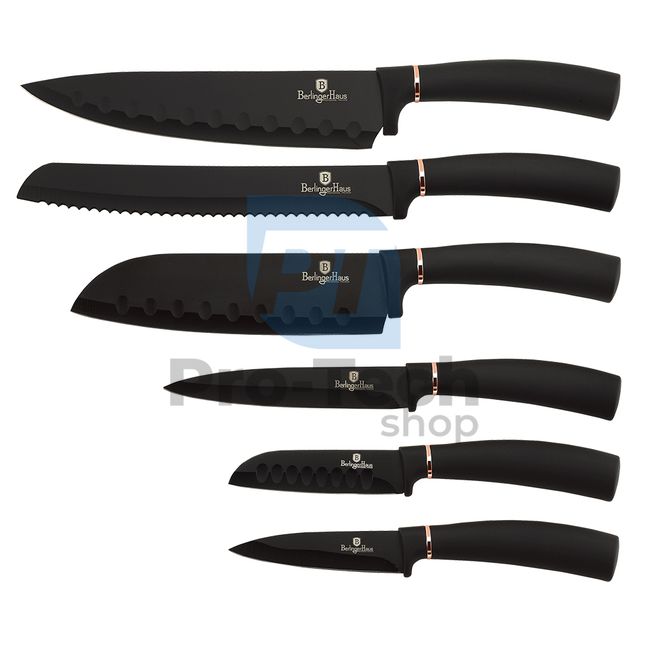Набір кухонних ножів з нержавіючої сталі з 6 шт. BLACK- ROSE GOLD 19703