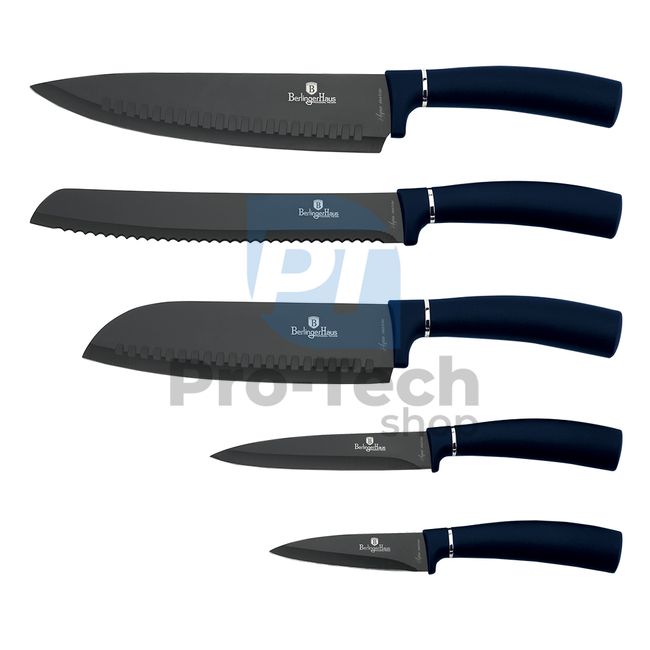 Набір кухонних ножів з нержавіючої сталі 6 шт. з магнітним тримачем AQUAMARINE 20061