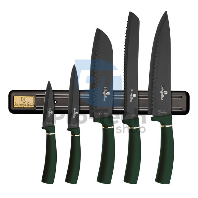 Набір кухонних ножів з нержавіючої сталі 6 шт.  з магнітним тримачем EMERALD 20168