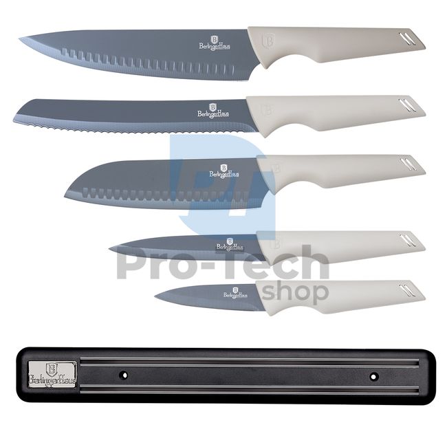 Набір кухонних ножів з нержавіючої сталі 6 шт.  з магнітним тримачем MATT GREY 20732