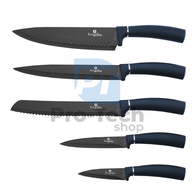 Набір кухонних ножів з нержавіючої сталі з магнітною підставкою AQUAMARINE 20065 з 6 шт.