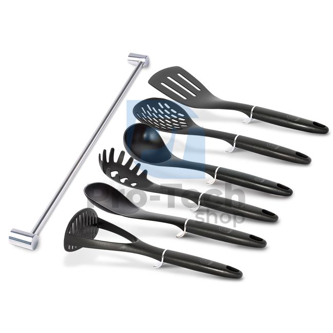 Набір кухонних інструментів з 7 шт.  з тримачем з нержавіючої сталі BLACK 20512