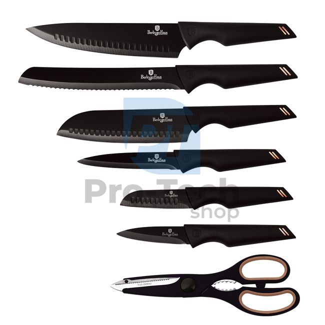 Набір кухонних ножів з нержавіючої сталі з 7 шт. BLACK- ROSE GOLD 19705