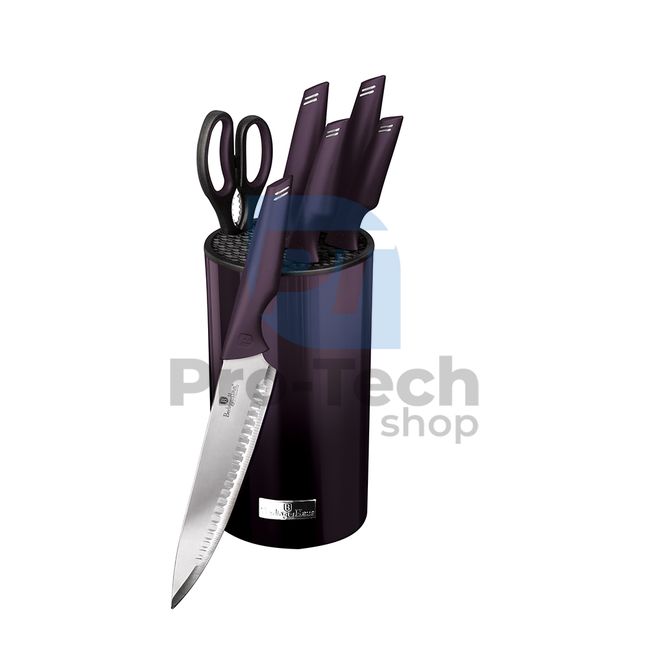 Набір кухонних ножів з нержавіючої сталі з підставкою з 7 шт.  PURPLE 20283