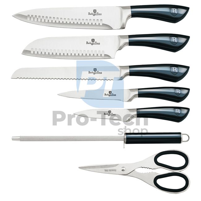 Набір кухонних ножів з нержавіючої сталі 8 шт. з акриловою підставкою AQUAMARINE 20067