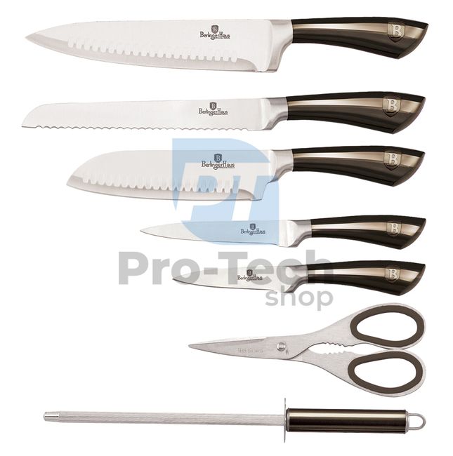 Набір кухонних ножів з нержавіючої сталі 8 шт.  з акриловою підставкою BLACK 20375