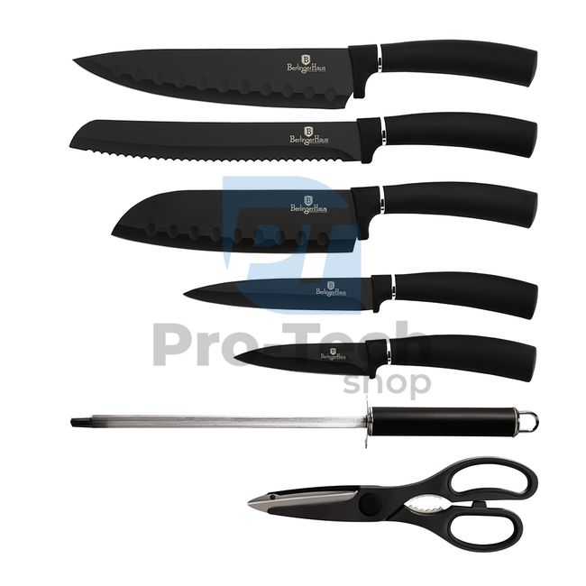 Набір кухонних ножів з нержавіючої сталі 8 шт.  з акриловою підставкою BLACK 20476