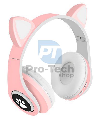 Бездротові навушники з котячими вушками - рожевий 73987