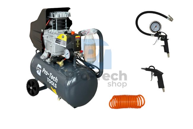 Компресор 24L 2000W 230V + пневматичний набір з 3 частин Pro-Tech TOOLS 40540