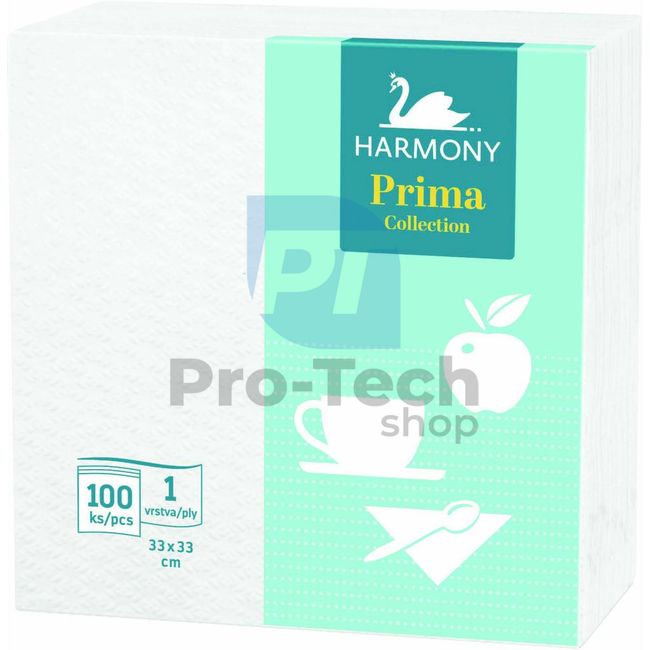 Серветки паперові 1-шарові HARMONY PRIMA 33x33см - 100шт 30381