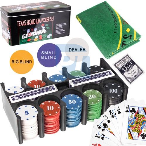 Набір для покеру - 200 фішок + карти + килимок 75073