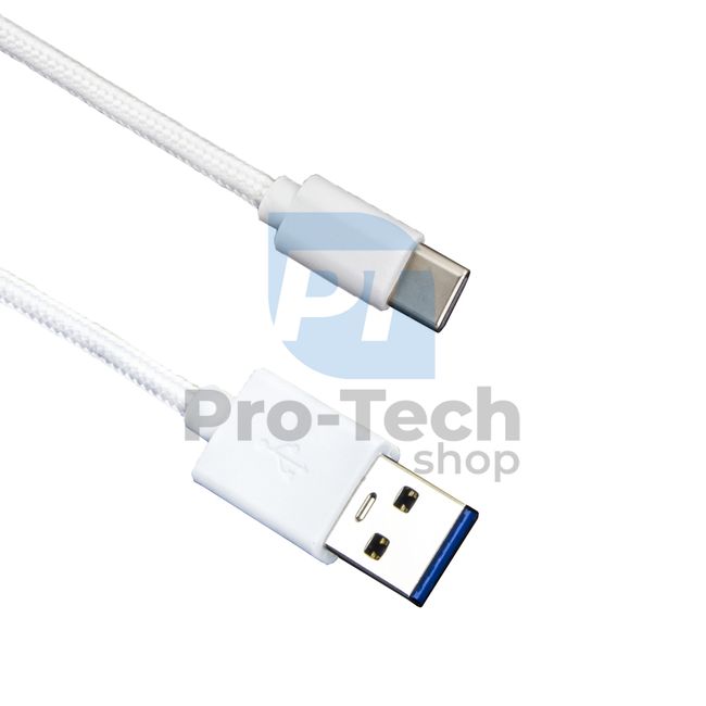 Кабель USB-C 3.0, 1.5 м, білий, в оплітці 72380