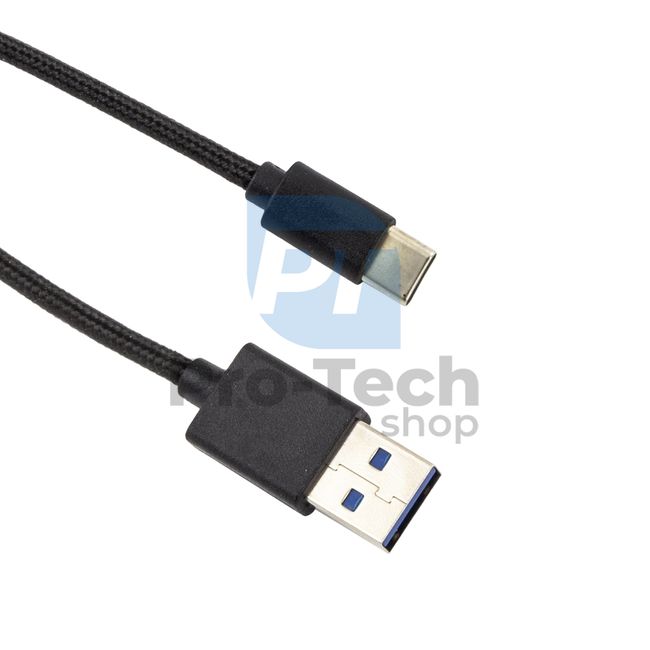 Кабель USB-C 3.0, 1.5 м, чорний, в оплітці 72379