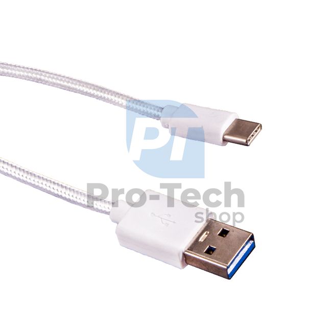 Кабель USB-C 3.0, 1 м, білий, в оплітці 72376