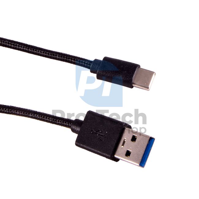 Кабель USB-C 3.0, 1 м, чорний, в оплітці 72375