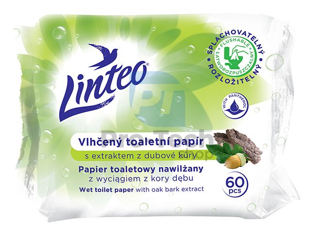 Вологий туалетний папір з екстрактом кори дуба Linteo 60шт 30444